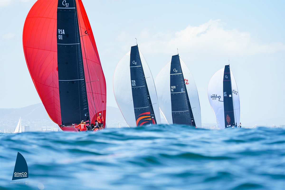 Spinnakers set during the 2026 GIMCO Regatta