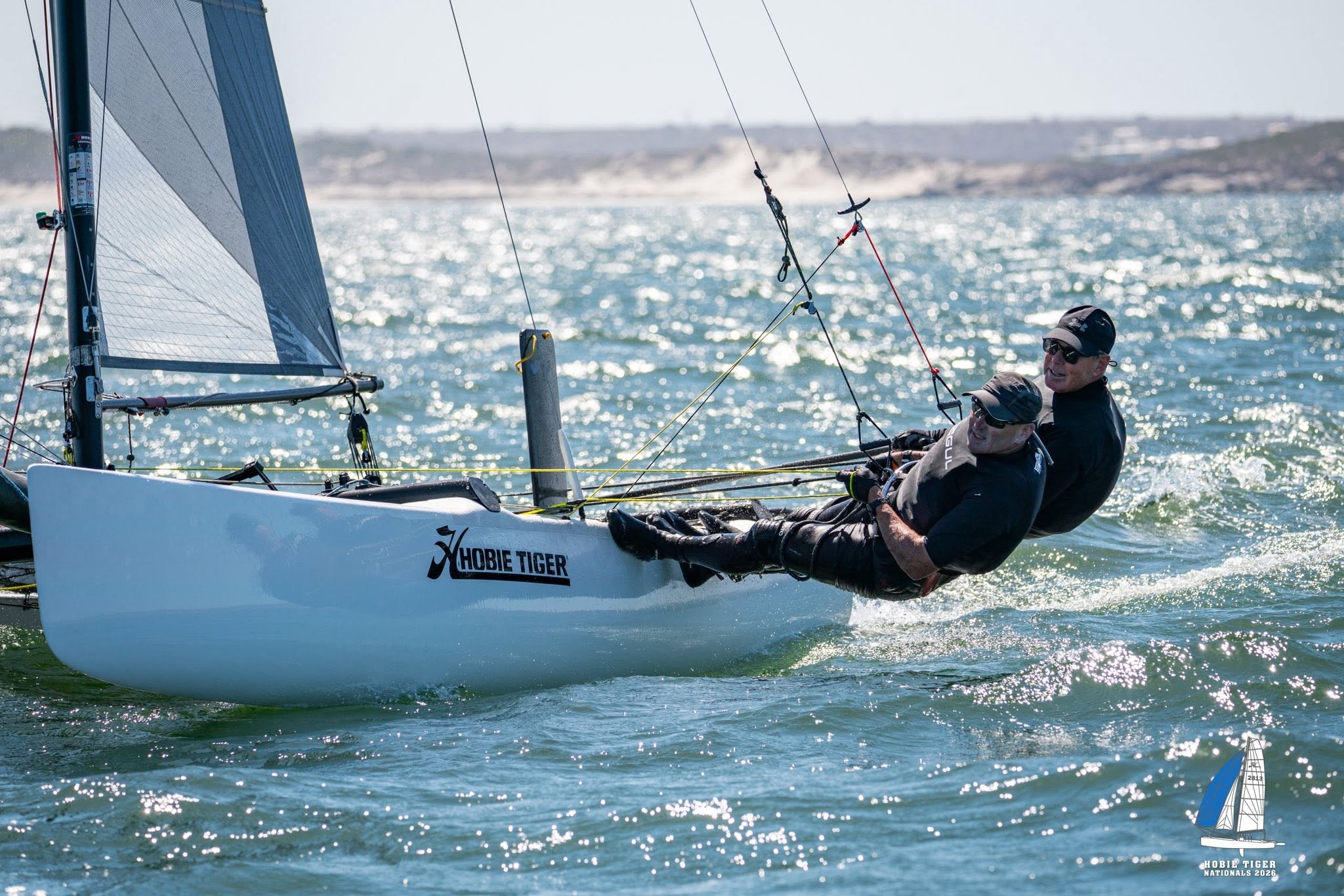 Trapezing during the 2026 Hobie Tiger Nationals
