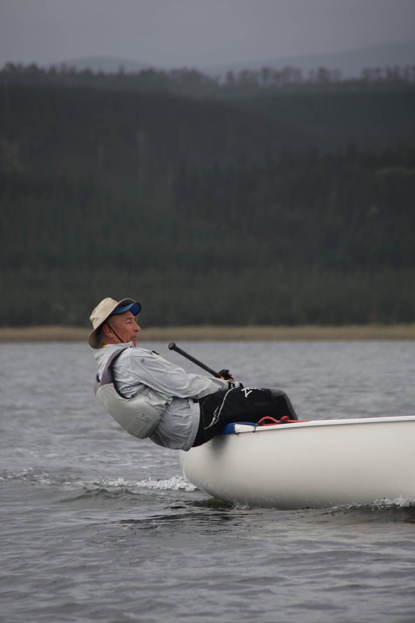 Finn sailing at Swartvlei during the national championships