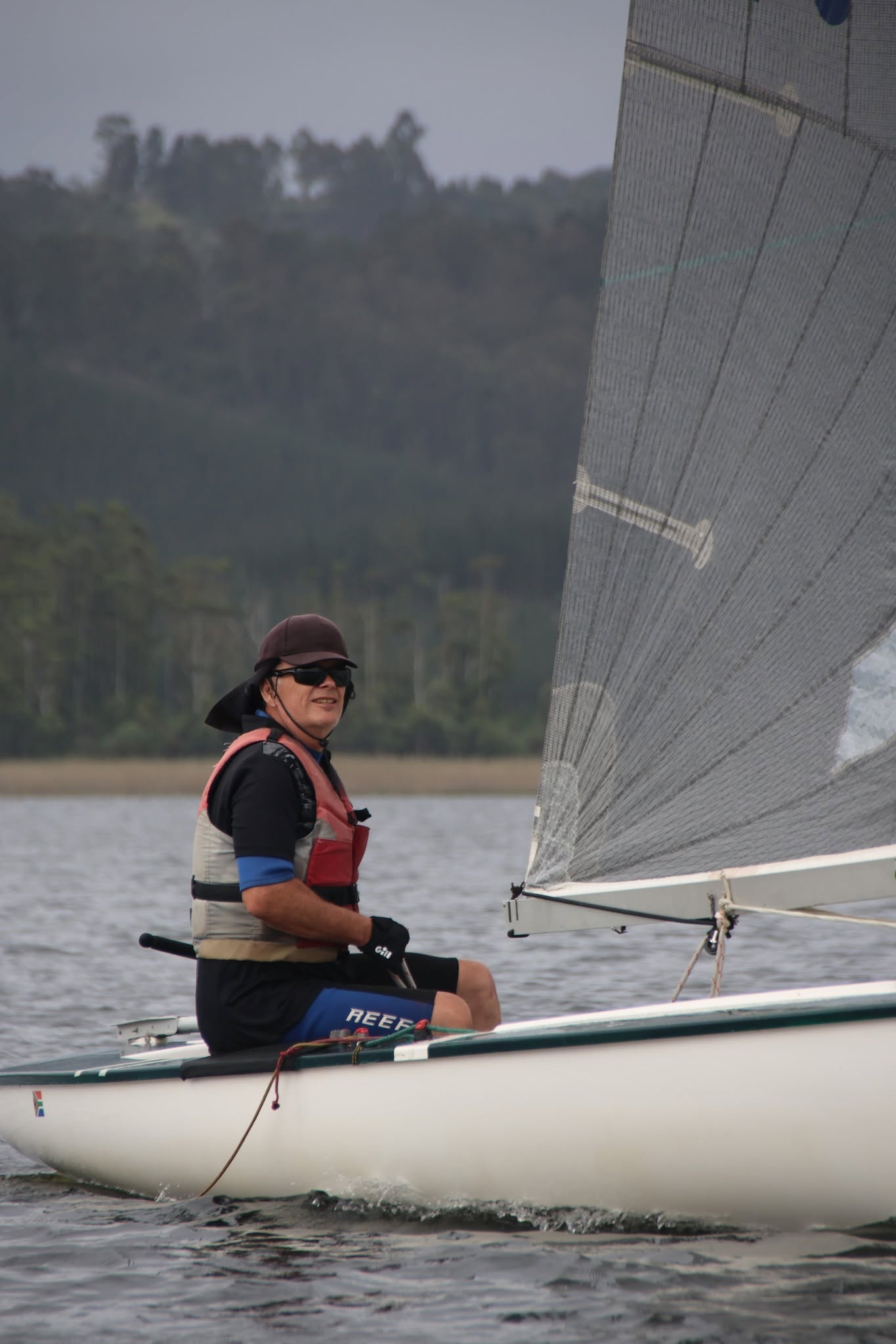 Finn sailing at the 2026 national championships at Swartvlei.