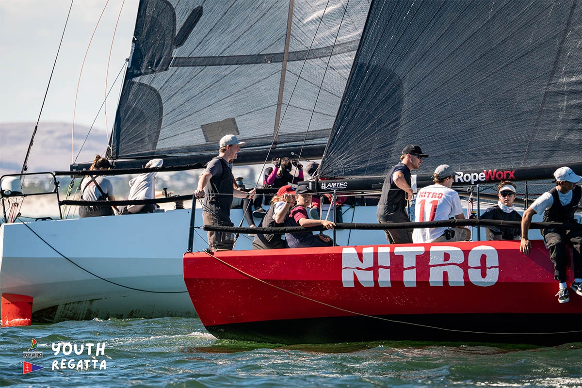 Crews racing in Table Bay at the 2026 Western Cape Youth Regatta