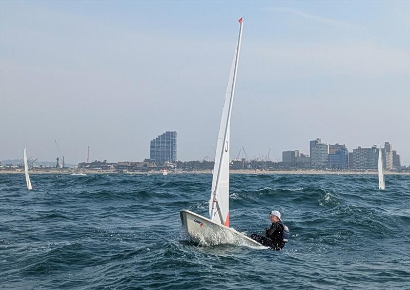 Joshua Keytel sailing during the ILCA KZN Regionals off Durban