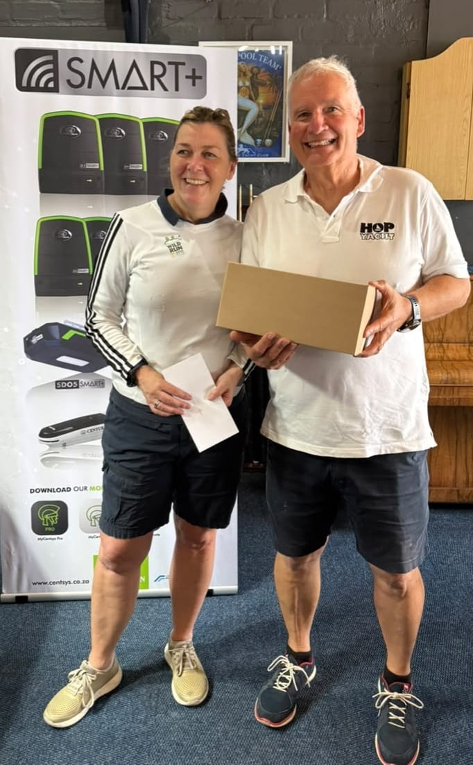 Paul and Mary-Clare Tomes at the Hunter non-spinnaker division prizegiving
